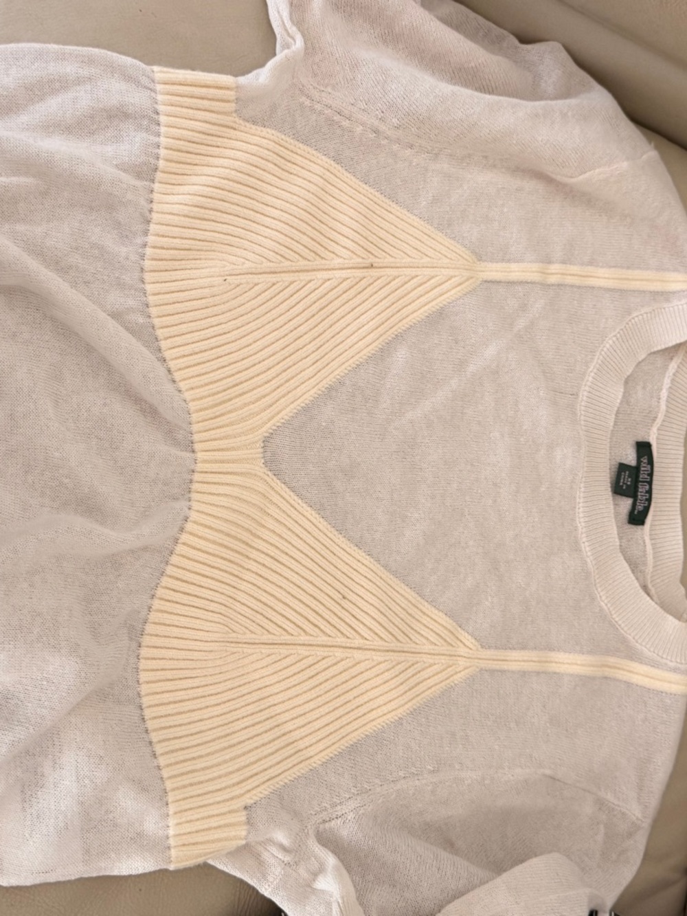 wild fable Cream & Light Beige Scoop Neck Rib-Panel Sweater